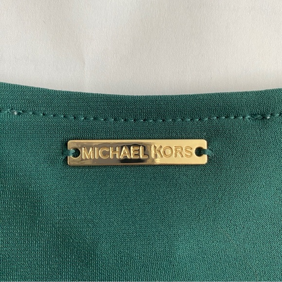 Michael Kors Emerald Green Long Sleeve Wrap Top With Gold Buckle - Picture 5 of 7
